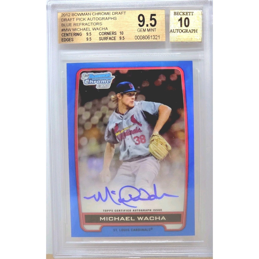 2012 Bowman Chrome Draft Picks - Michael Wacha Blue Refractor #/150 Auto BGS 9.5